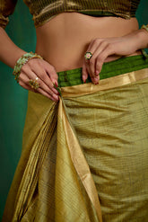 Elegant Olive GreenCotton Silk Woven Ready to Wear Saree - Perfect for Any Occasion-RTW-2604